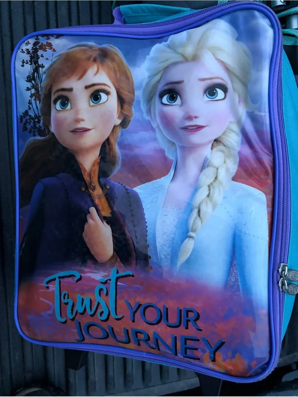 Disney Frozen II Backpack Suitcase in Blue and Purple with Anna & Elsa Artwork